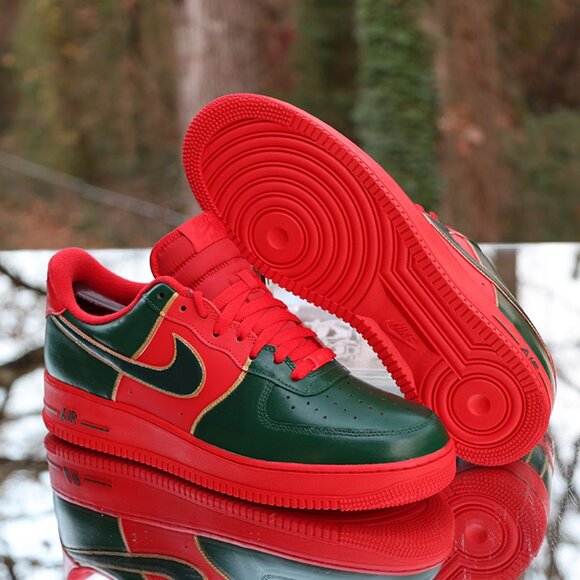 Nike Air Force 1 Red Green Gold Custom - Picture 5 of 15